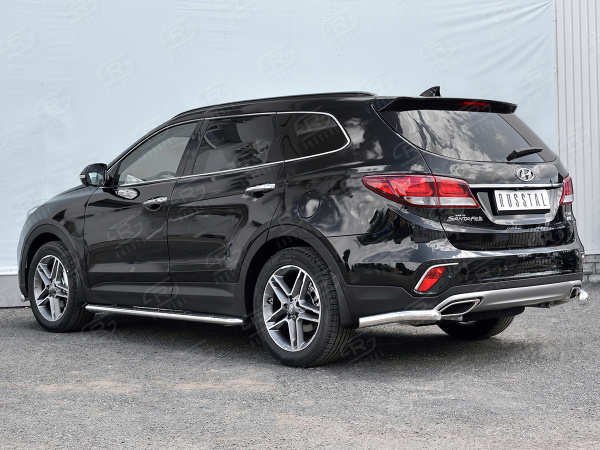 Фото Защита заднего бампера уголки d63 секции HYUNDAI SANTA FE GRAND 2016-2018
