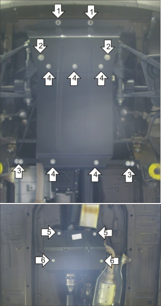 Фото Защита Motodor для картера, КПП и РК (три части) Chevrolet Niva (2002-2008)