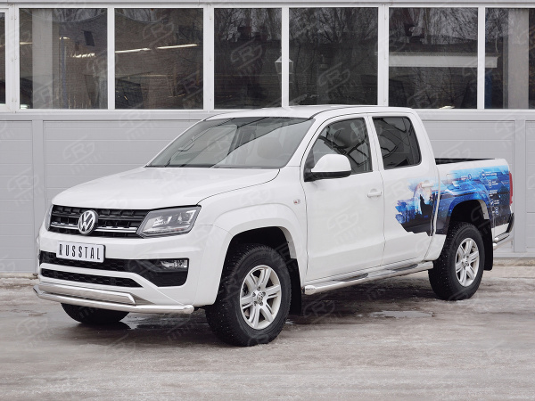 Фото Защита переднего бампера d63 секция-75х42 дуга VOLKSWAGEN AMAROK 2016-