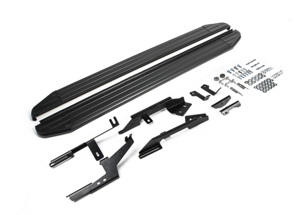 Фото Пороги алюминиевые Rival "Premium-Black" для Renault Duster 2011-2015-