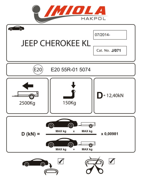фото Фаркоп Imiola для Jeep Cherokee 2014-