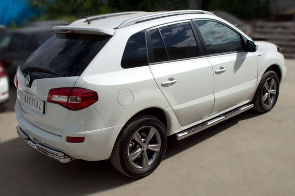 Фото Пороги труба d76 с накладками (вариант 3) RENAULT Koleos 2012-2016