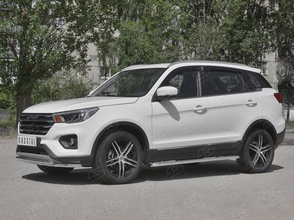 Фото Пороги труба d42 с листом (лист алюм, проф.сталь) (вариант 2) LIFAN X70 2018-