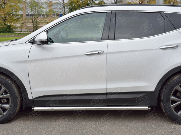Фото Пороги труба d63 секции (вариант 2) HYUNDAI SANTA FE PREMIUM 2015-2017