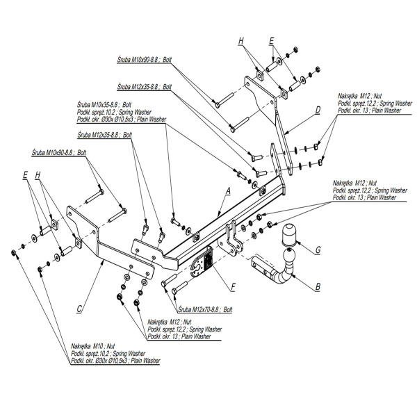 фото Фаркоп Imiola для Peugeot Partner I 1996-2008, Partner Origin 2008-2012