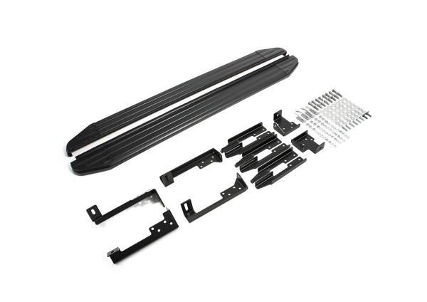 Фото Пороги алюминиевые Rival "Premium-Black" для Lada Largus 2012- / Largus Cross 2014-