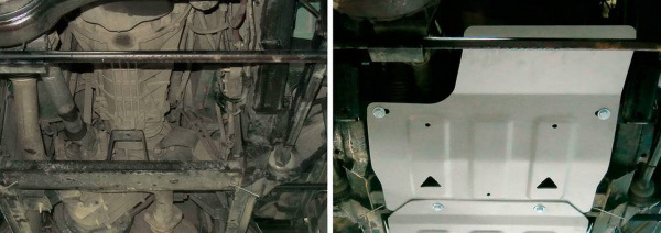 Фото Защита КПП Rival для Land Rover Defender 90/110 2007-2016, алюминий 4 мм, с крепежом, 333.3111.1