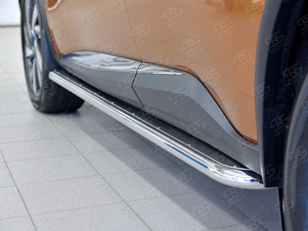 Фото Пороги труба d42 С листом (лист нерж, проф. нерж)(вариант 3) NISSAN MURANO 2016