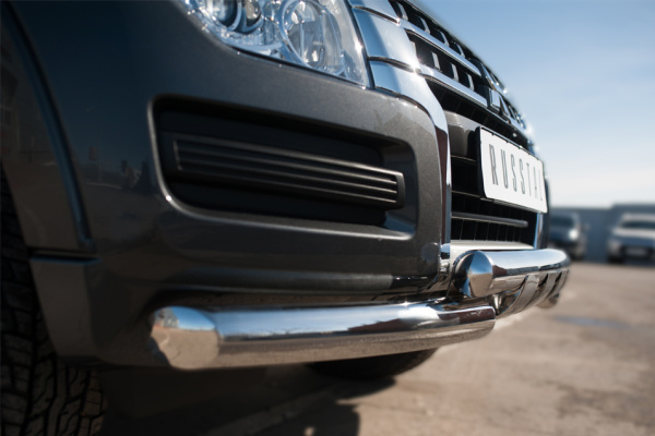 Фото Защита переднего бампера d76 (дуга) d76х2 (дуга)+клыки MITSUBISHI Pajero 4 2014-