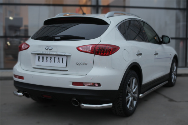 Фото Защита заднего бампера уголки d63(секции) INFINITI QX 50 2014-2016