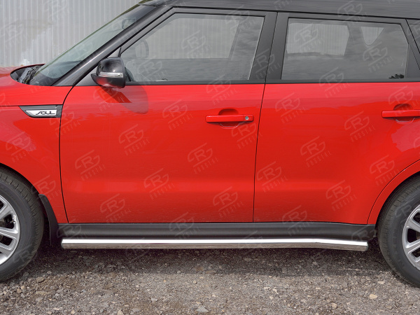 Фото Пороги труба d63 (вариант 3) KIA SOUL 2017-