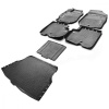Комплект ковриков салона и багажника Rival для Nissan Almera G15 седан 2013-2018, полиуретан, с крепежом, с перемычкой, 6 шт., K14101001-2