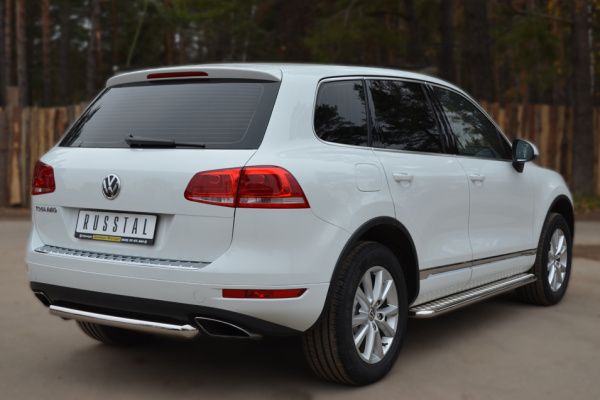 Фото Защита заднего бампера d63 (дуга) VOLKSWAGEN Touareg 2010-2013