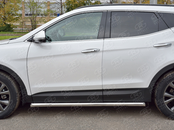 Фото Пороги труба d63 секции (вариант 1) HYUNDAI SANTA FE PREMIUM 2015-2017