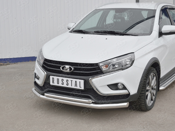 Фото Защита переднего бампера d63 секции-d42 дуга LADA VESTA SW CROSS 2017-