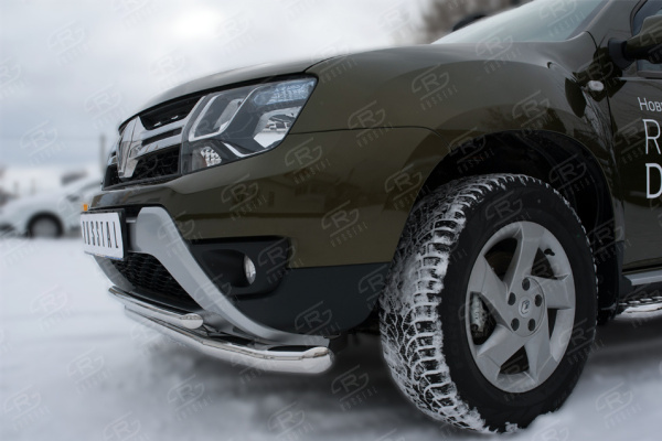 Фото Защита переднего бампера d63 (секции) d42 (дуга)+декор паз RENAULT Duster 2015-