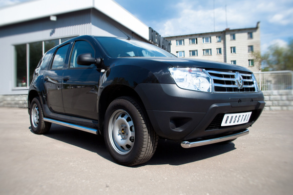 Фото Защита переднего бампера d63 (дуга) короткая RENAULT Duster 4x2 2011-2014