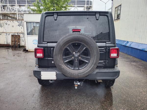 фото Фаркоп Мотодор с оцинкованным шаром на Jeep Wrangler III (2007-2018), (2018-), только для американской версии ( номерной знак расположен слева)