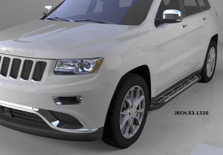 Пороги алюминиевые (Corund Silver) Jeep Gr. Cherokee (2011-) (кроме SRT)