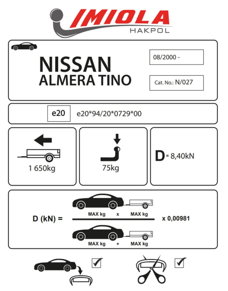 фото Фаркоп Imiola для Nissan Almera Tino 2000-2007