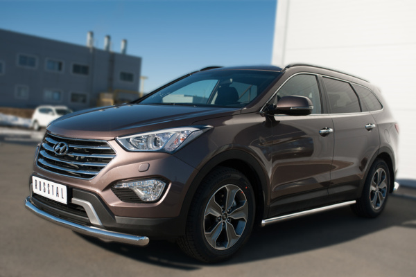 Фото Пороги труба d63 (вариант 3) HYUNDAI SANTA FE GRAND 2014-2015