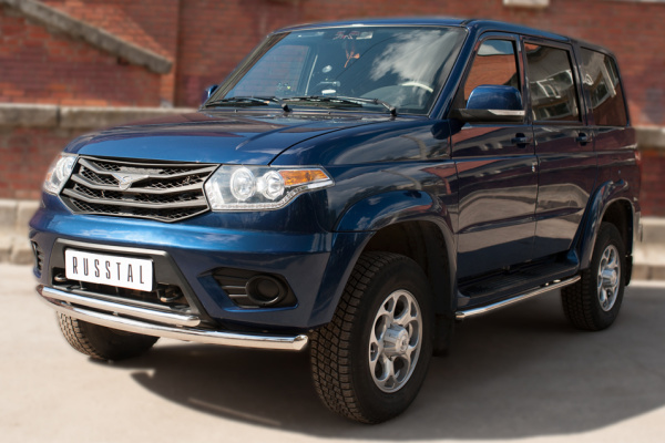 Фото Защита переднего бампера d63 (дуга) d42 (дуга) UAZ Patriot 2014
