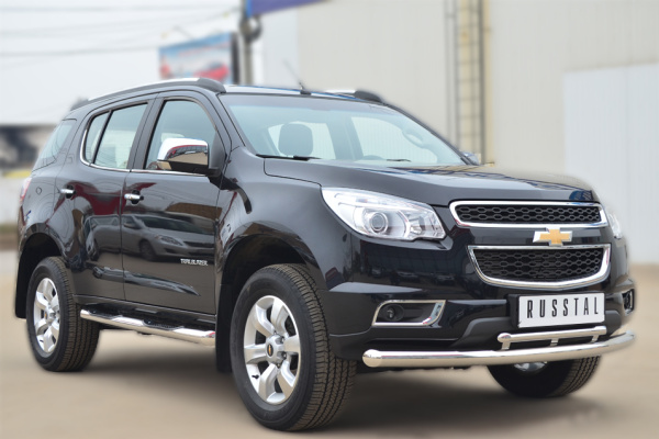 Фото Пороги труба d76 с накладкой (вариант 1) CHEVROLET Trailblazer 2012-