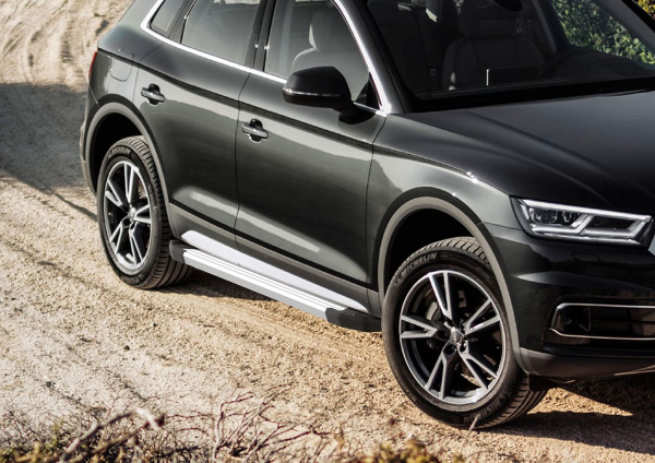 Фото Пороги алюминиевые Rival "Silver" для Audi Q5 2017-