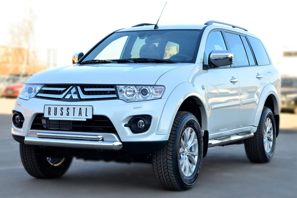 Фото Защита переднего бампера d76 (дуга) d42 (дуга) MITSUBISHI Pajero Sport 2013-2015