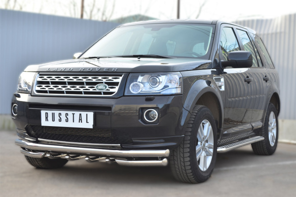 Фото Защита переднего бампера d63 (секции) d63 (уголки)+ зубы LAND ROVER Freelander 2 2012-