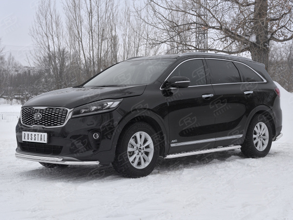Фото Защита переднего бампера d42 секции-d42 дуга KIA SORENTO PRIME 2018-