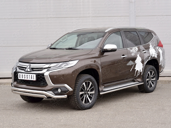 Фото Защита переднего бампера d63 волна-75х42 дуга MITSUBISHI PAJERO SPORT 2016