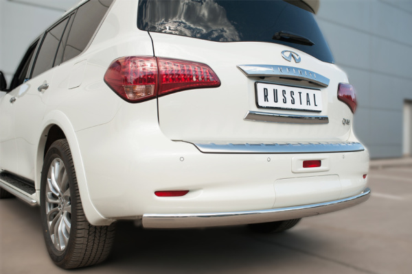 Фото Защита заднего бампера d75х42 (дуга) INFINITI QX 80 2014-2017