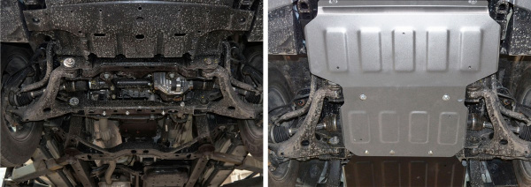 Фото Защита радиатора и картера Rival для Kia Mohave 2017-н.в., алюминий 4 мм, с крепежом, 333.2838.1