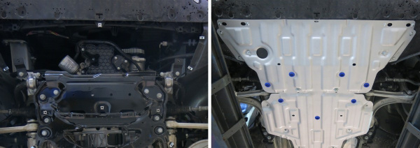 Фото Защита картера Rival для Audi A5 АКПП 4WD 2016-н.в., алюминий 4 мм, с крепежом, 333.0334.1