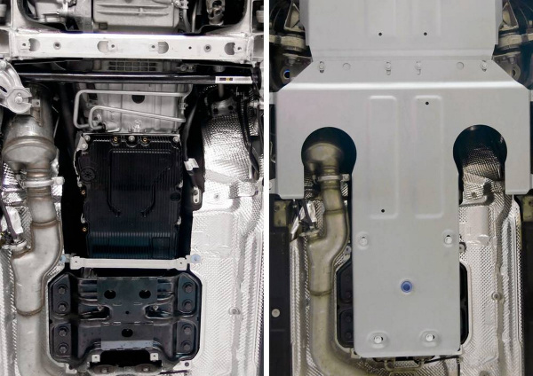 Фото Защита КПП Rival для Mercedes-Benz S-class 4WD 2013-н.в., алюминий 4 мм, с крепежом, 333.3936.1