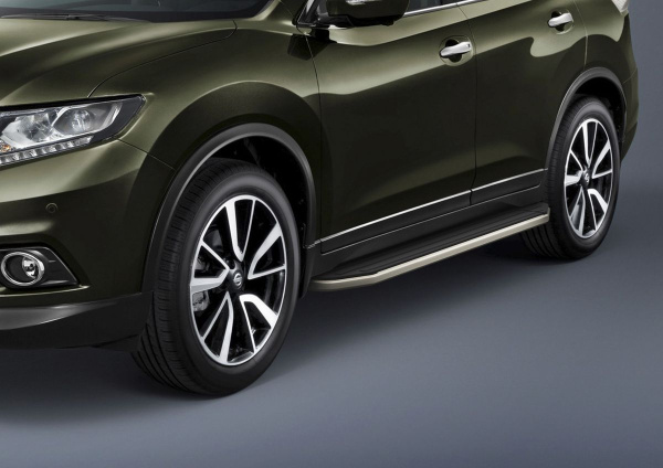 Фото Пороги алюминиевые Rival "Premium" для Nissan X-Trail 2015-