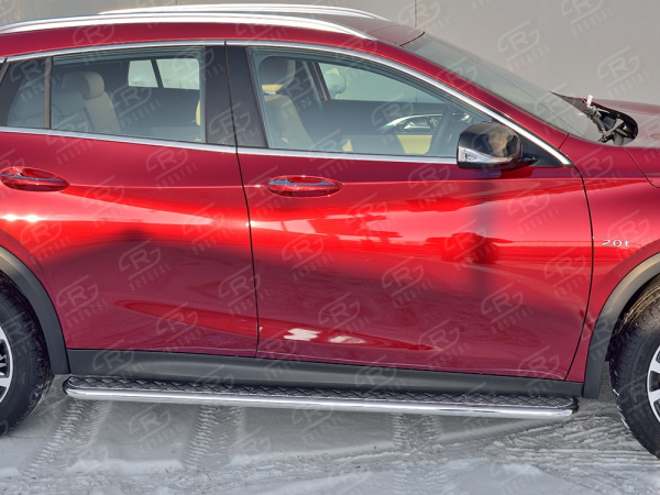 Фото Пороги труба d42 С листом (лист алюм, проф.сталь)(вариант 2) INFINITI QX30 2016