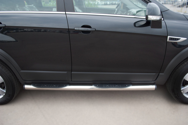 Фото Пороги труба d76 с накладками (вариант 2) CHEVROLET Captiva 2011-2013
