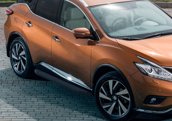 Фото Пороги алюминиевые Rival "Premium-Black" для Nissan Murano 2016-