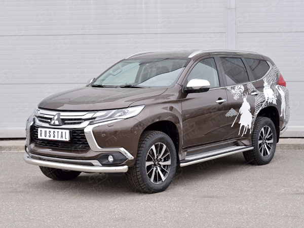Фото Защита переднего бампера d76 секция MITSUBISHI PAJERO SPORT 2016