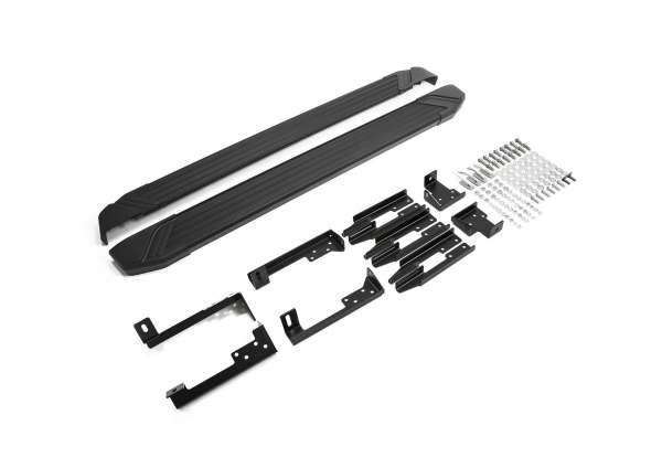 Фото Пороги алюминиевые Rival "Black" для Lada Largus 2012- / Largus Cross 2014-