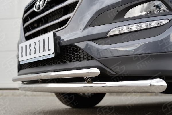 Фото Защита переднего бампера Ф63 дуга-Ф42 дуга HYUNDAI Tucson 2015-2017
