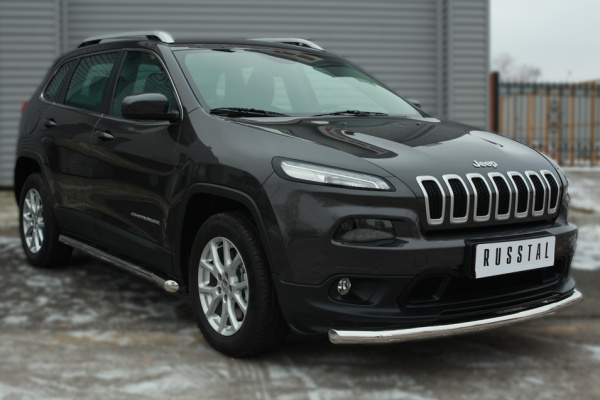 Фото Защита переднего бампера d63 (секции) JEEP Cherokee 2014-