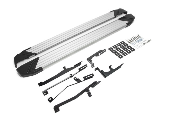 Фото Пороги алюминиевые Rival "Silver" для Hyundai Grand Santa Fe 2012-2016-