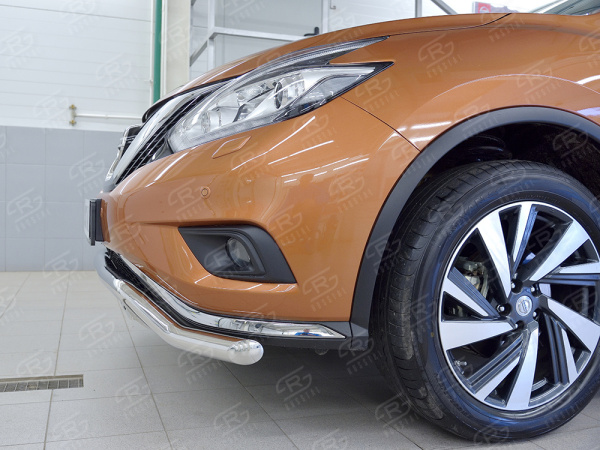 Фото Защита переднего бампера d63 волна с надписью NISSAN MURANO 2016