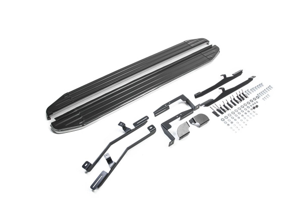 Фото Пороги алюминиевые Rival "Premium" для Hyundai Santa Fe 2012-2016-