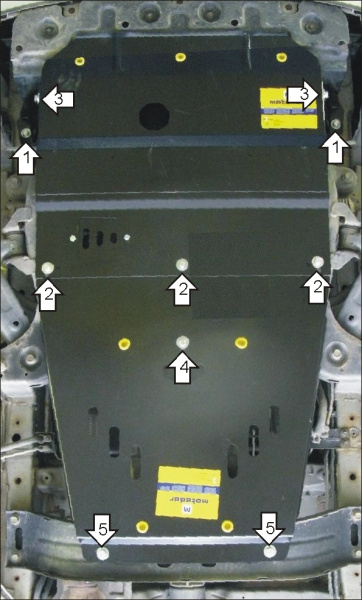 Фото Защита Motodor для картера и КПП (из 2-х частей) Hyundai Starex H1 (2008 по наст.)