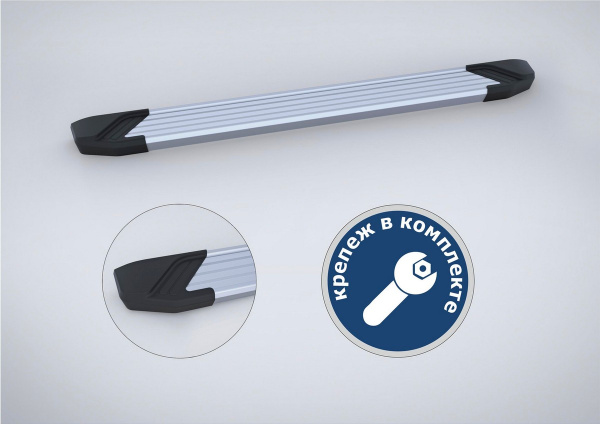 Фото Пороги алюминиевые Rival "Silver" для Kia Seltos 2019-н.в./Soul III 2019-н.в.