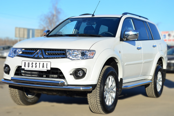 Фото Защита переднего бампера d63 (секции) d63 (дуга) MITSUBISHI Pajero Sport 2013-2015
